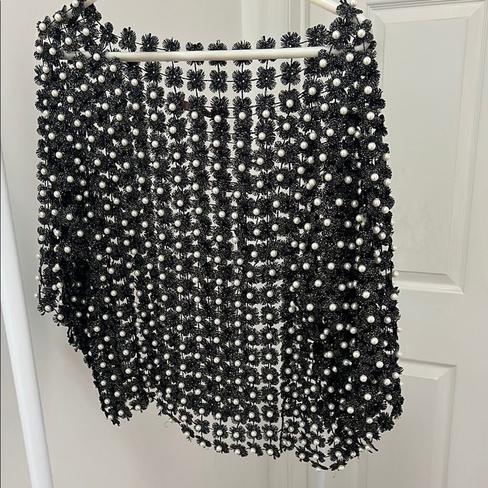 Elegant Pearl Beaded cape style top